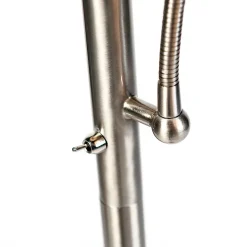 Lampadaire classique en acier avec abat-jour gris et liseuse - Retro