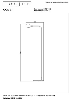 Lampadaire COMET en métal avec LED intégré - Blanc - Lucide