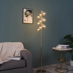 Lampadaire contemporain doré à verres ambrés - Ambrosia
