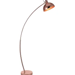 Lampadaire courbé en métal cuivre avec abat-jour architecte