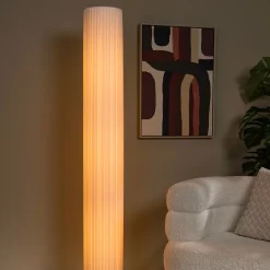 Lampadaire cylindre Fold tissu blanc IP20 3 x E37 Ø20 x H.160cm Lucide