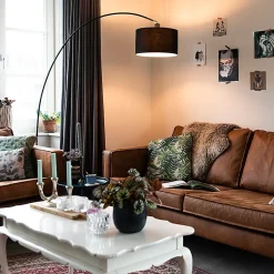 Lampadaire d'arc moderne intelligent noir avec A60 Wifi - Vinossa