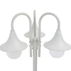 Lampadaire de jardin - vidaXL - 220 cm - Aluminium - 3 lanternes - Blanc