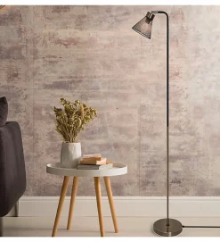 Lampadaire de salon Garvin 140cm métal noir et laitonné