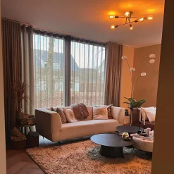 Lampadaire design en laiton avec verre opale 5 lumières - Sixties Marmo