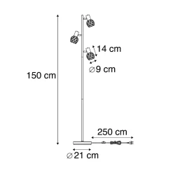 Lampadaire design noir 3 lumières orientables - Mesh