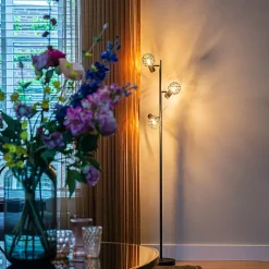 Lampadaire design noir 3 lumières orientables - Mesh