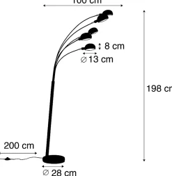 Lampadaire design noir 5 lumières - Sixties