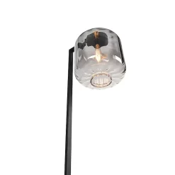 Lampadaire design noir avec verre fumé - Qara Down