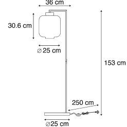 Lampadaire design noir avec verre fumé - Qara Down