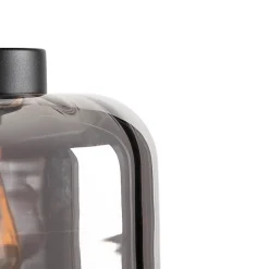 Lampadaire design noir avec verre fumé - Qara Down