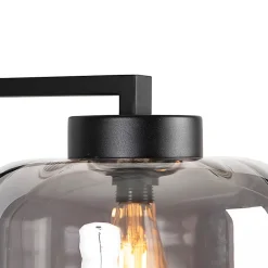 Lampadaire design noir avec verre fumé - Qara Down