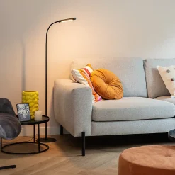 Lampadaire design noir avec LED et variateur tactile - Palka