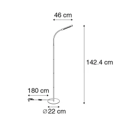 Lampadaire design noir avec LED et variateur tactile - Palka