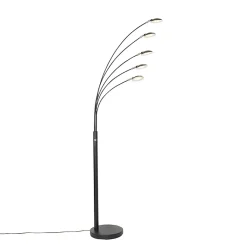 Lampadaire design noir avec LED dimmable 5 lumières - Sixties Trento