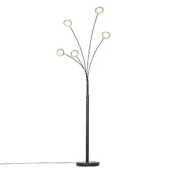 Lampadaire design noir avec LED dimmable 5 lumières - Sixties Trento
