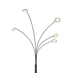 Lampadaire design noir avec LED dimmable 5 lumières - Sixties Trento
