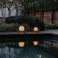 Lampadaire design noir avec opale 70 cm - Angela