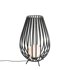 Lampadaire design noir avec opale 70 cm - Angela