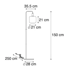 Lampadaire design noir avec verre doré et fumé - Zuzanna
