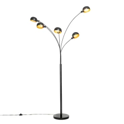 Lampadaire design noir avec or 5 lumières - Sixties Marmo
