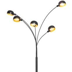 Lampadaire design noir avec or 5 lumières - Sixties Marmo