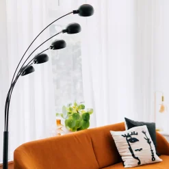 Lampadaire design noir avec or 5 lumières - Sixties Marmo