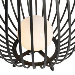 Lampadaire design noir avec opale 110 cm - Angela