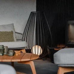 Lampadaire design noir avec opale 110 cm - Angela