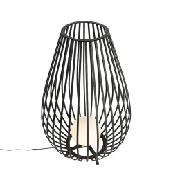 Lampadaire design noir avec opale 110 cm - Angela