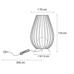 Lampadaire design noir avec opale 110 cm - Angela
