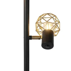Lampadaire design noir avec or 3 lumières orientables - Mesh