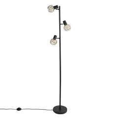 Lampadaire design noir avec or 3 lumières orientables - Mesh