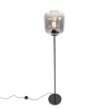 Lampadaire design noir avec verre fumé - Qara