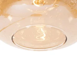 Lampadaire design noir avec laiton et verre ambré - Zuzanna