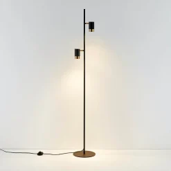 Lampadaire design noir double spots orientables - Elya