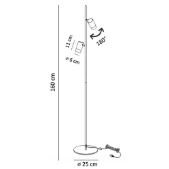 Lampadaire design noir double spots orientables - Elya