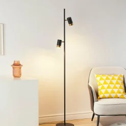 Lampadaire design noir double spots orientables - Elya