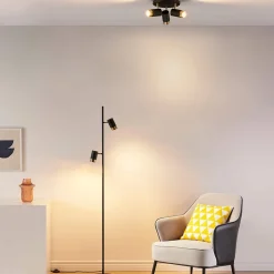 Lampadaire design noir double spots orientables - Elya