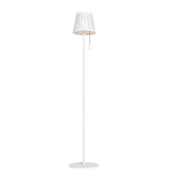Lampadaire d'extérieur blanc avec LED à 3 niveaux de luminosité sur énergie solaire - Ferre