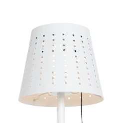 Lampadaire d'extérieur blanc avec LED à 3 niveaux de luminosité sur énergie solaire - Ferre