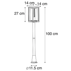 Lampadaire d'extérieur industriel noir 100 cm IP44 - Charlois