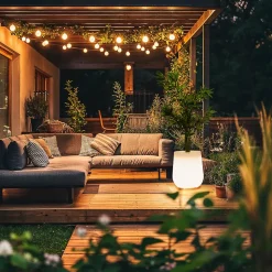 Lampadaire d'extérieur intelligent pot de fleur blanc IP44 avec Wifi A60 - Flowerpot