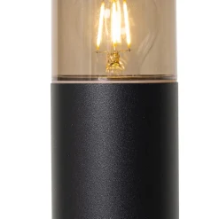 Lampadaire d'extérieur noir avec abat-jour fumé 50 cm - Odense