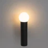 Lampadaire d'extérieur noir avec verre opale 50 cm IP44 - Huma