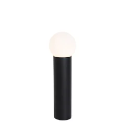 Lampadaire d'extérieur noir avec verre opale 50 cm IP44 - Huma