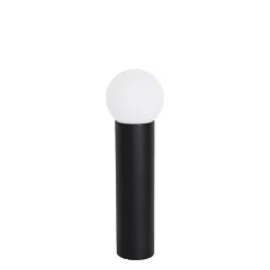 Lampadaire d'extérieur noir avec verre opale 50 cm IP44 - Huma