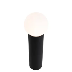 Lampadaire d'extérieur noir avec verre opale 50 cm IP44 - Huma