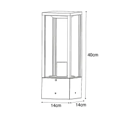 Lampadaire d'extérieur noir avec verre nervuré 40 cm IP44 - Charlois