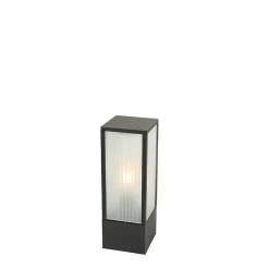 Lampadaire d'extérieur noir avec verre nervuré 40 cm IP44 - Charlois